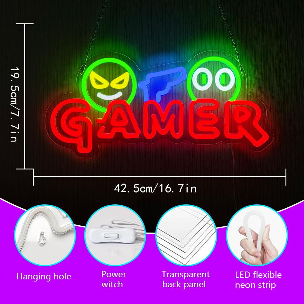 Gamer Neon Sign LED Wall Light - Party Games Birthday review and price