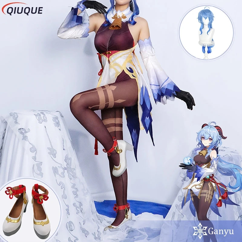 Ganyu Cosplay Costume Wig Shoe - Party Games Youtube review and price